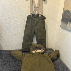 Kids Olive Green Snow Pants